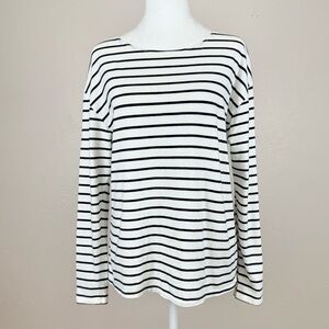 Nili Lotan Arlette Long Sleeve Shirt in Navy / White Stripe Size S